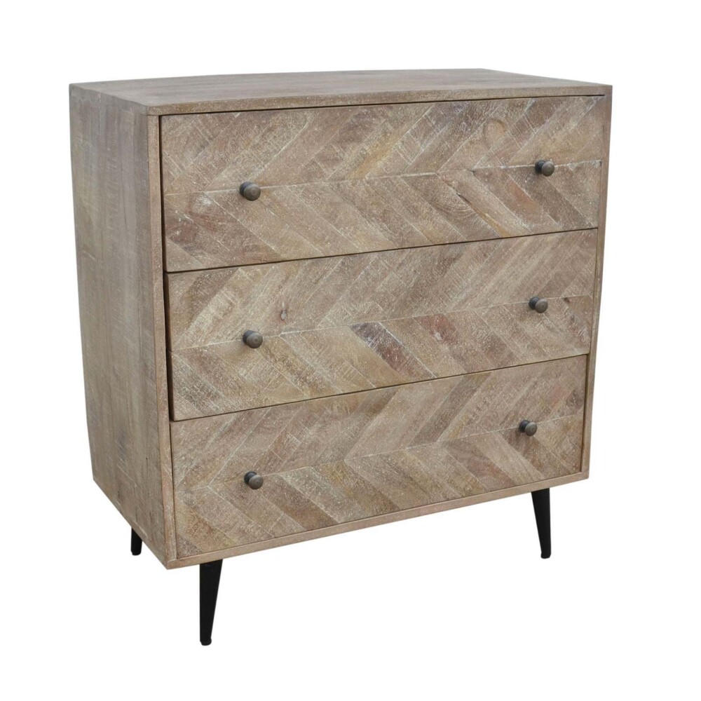 COMODA 3 CAJONES MADERA NATURAL-BEIGE ARETINA