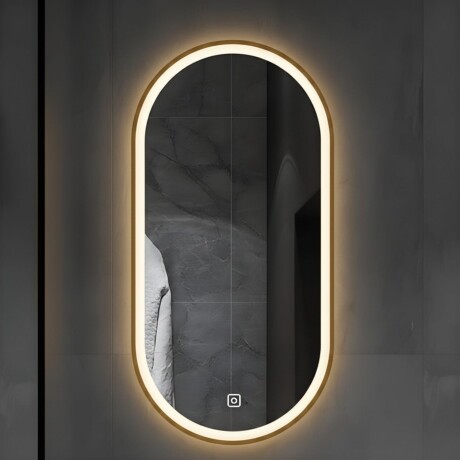 Espejo Vertical Lumax Moddy Marco Ovalado y Luz Led 50x70cm Dorado