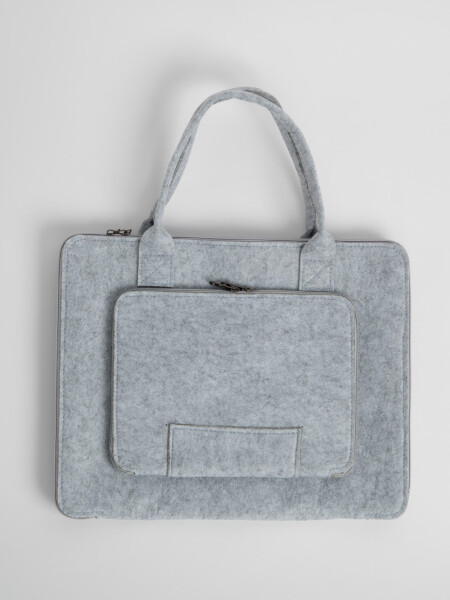 Porta laptop con bolsillo Gris melange