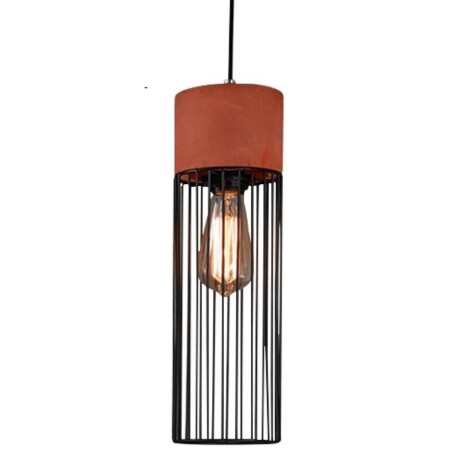 Colgante Jaula negra y cemento Terracota Cilindrica 12*30cm Colgante Jaula negra y cemento Terracota Cilindrica 12*30cm