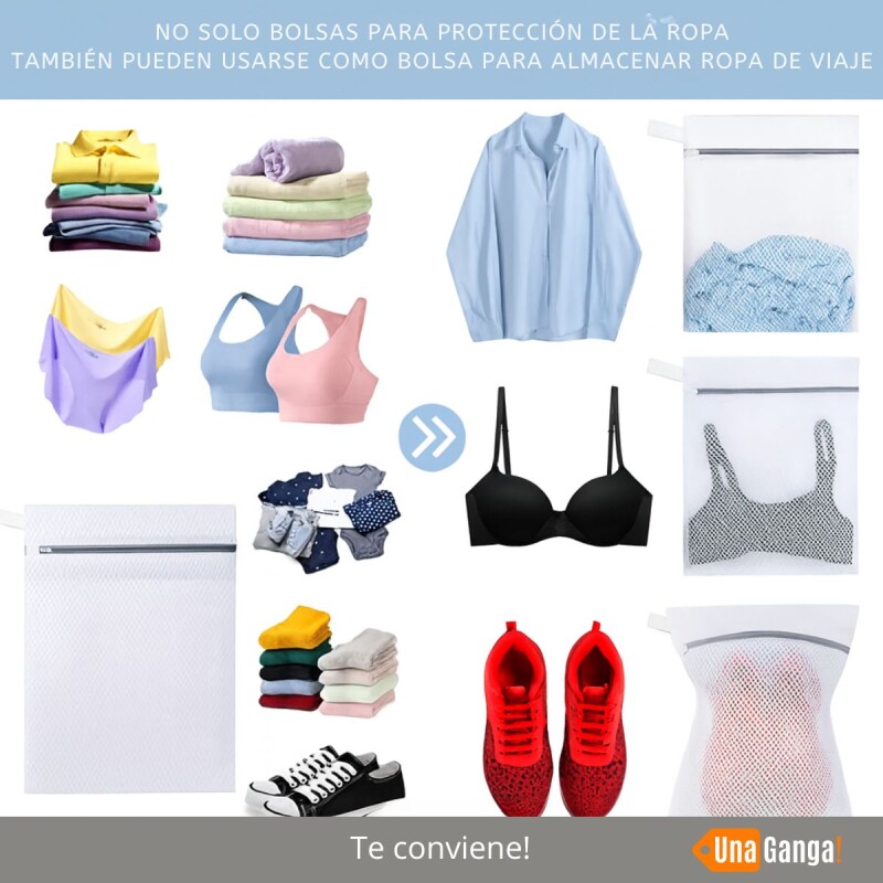 Kit 3 Bolsas Lavado Ropa Delicada Lavarropa Malla 40x30cm Blanco Kit 3 Bolsas Lavado Ropa Delicada Lavarropa Malla 40x30cm Blanco