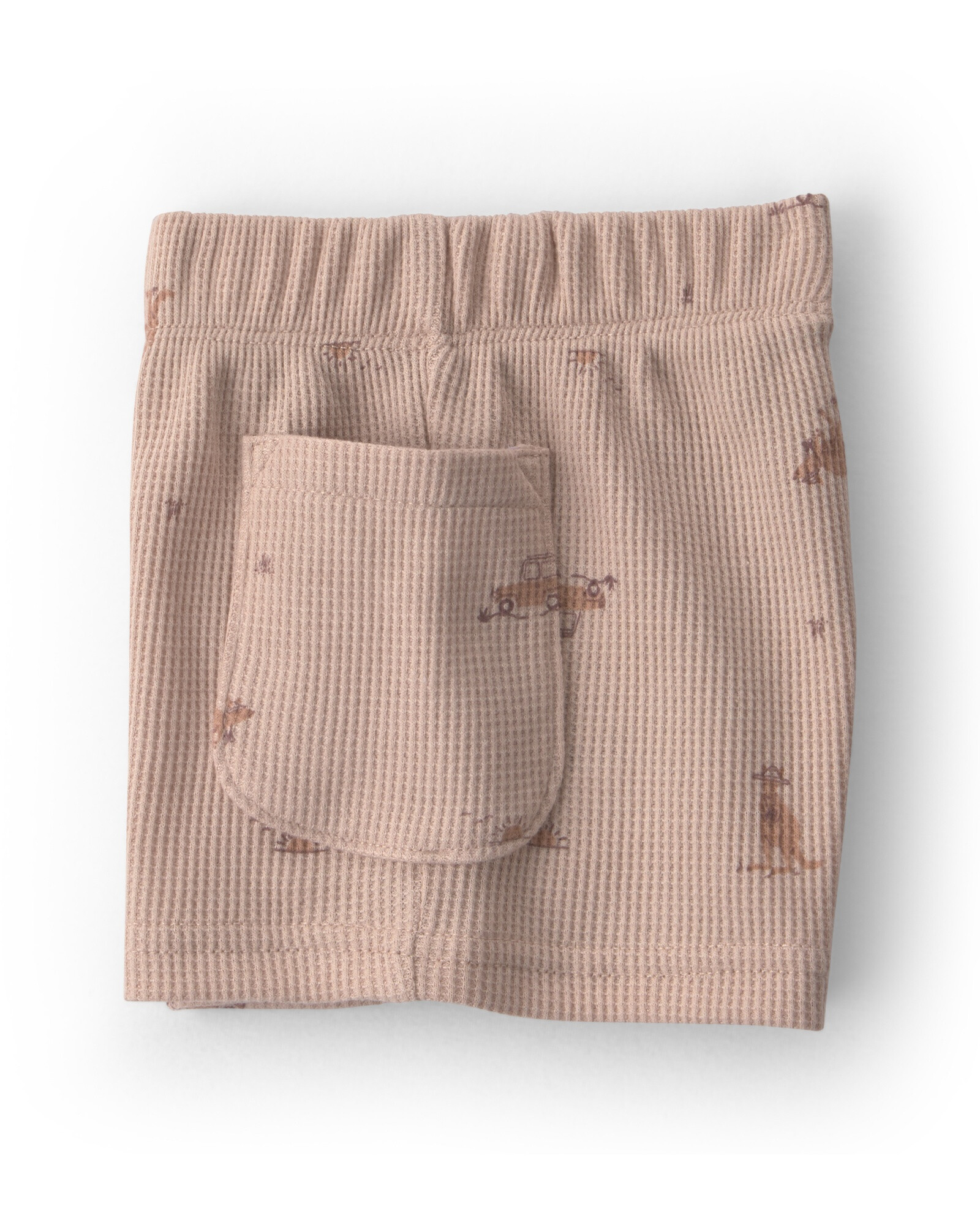 Set dos piezas de algodón térmico, short y musculosa, marrón, diseño safari Sin color