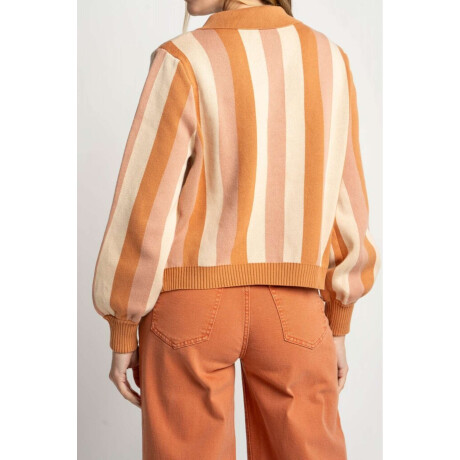 Campera Tejida Rayada Rosa