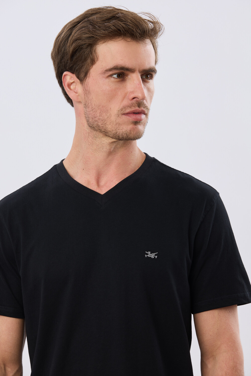 REMERA BÁSICA V DE ALGODÓN Negro