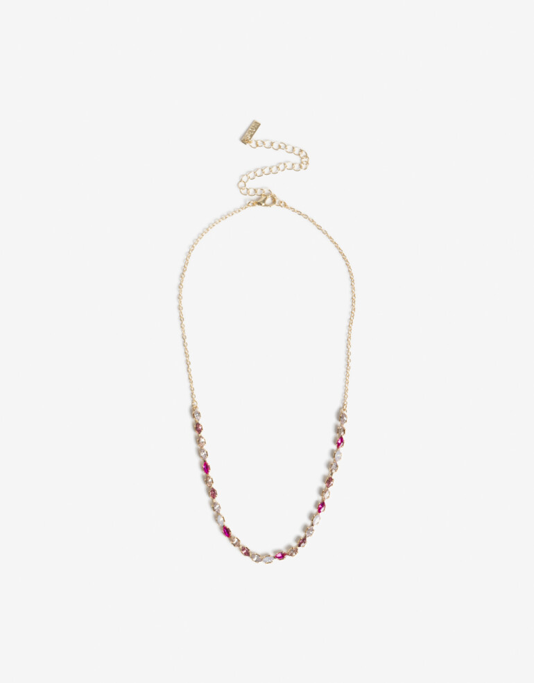 Collares Cortos Strass Collar Corto Strass Multicolor - Dorado