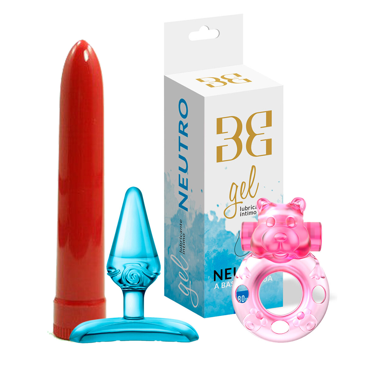 Vibrador Ladys Mood + Plug Anal + Anillo + Gel Neutro 