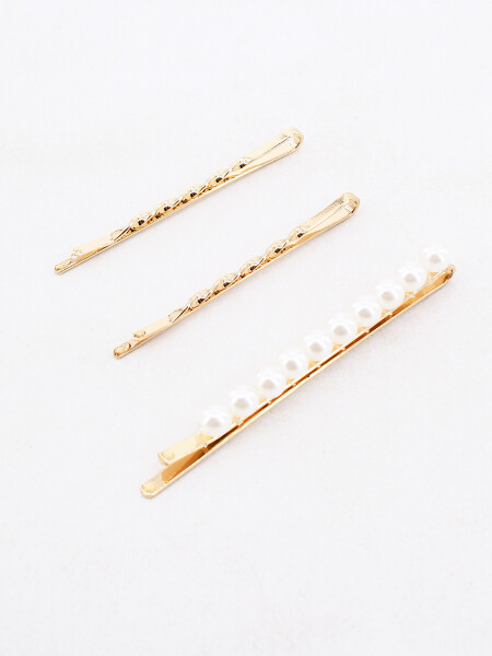 BROCHE PERLAS PACK x 3 DORADO