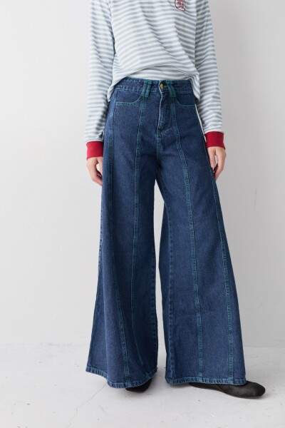PRE VENTA JEAN WIDE XL LINES Azul