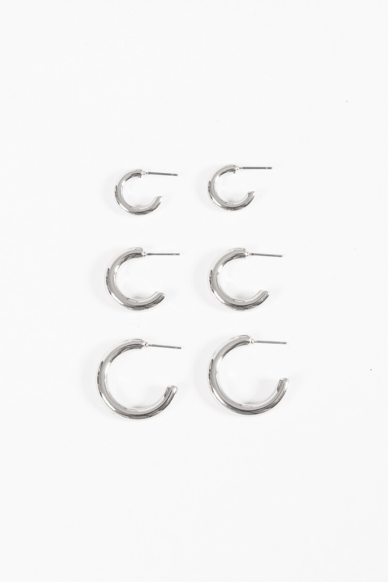 Set de tres aros bold plateado