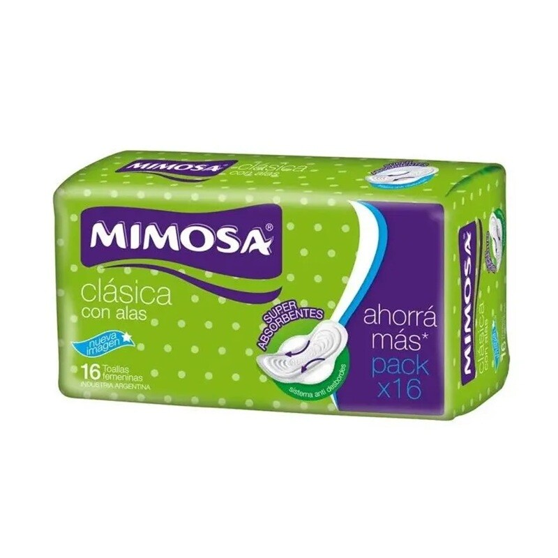 Toallas Femeninas Mimosa Normal Con Alas 16 Uds. Toallas Femeninas Mimosa Normal Con Alas 16 Uds.