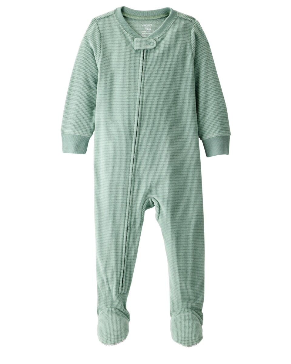 Pijama una pieza de micropolar, con pie, verde 