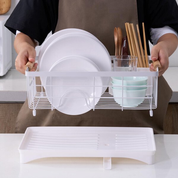 Escurridor Seca Platos Vajilla De Metal Asa De Madera Cocina Imback Color Blanco Escurridor Seca Platos Vajilla De Metal Asa De Madera Cocina Imback Color Blanco