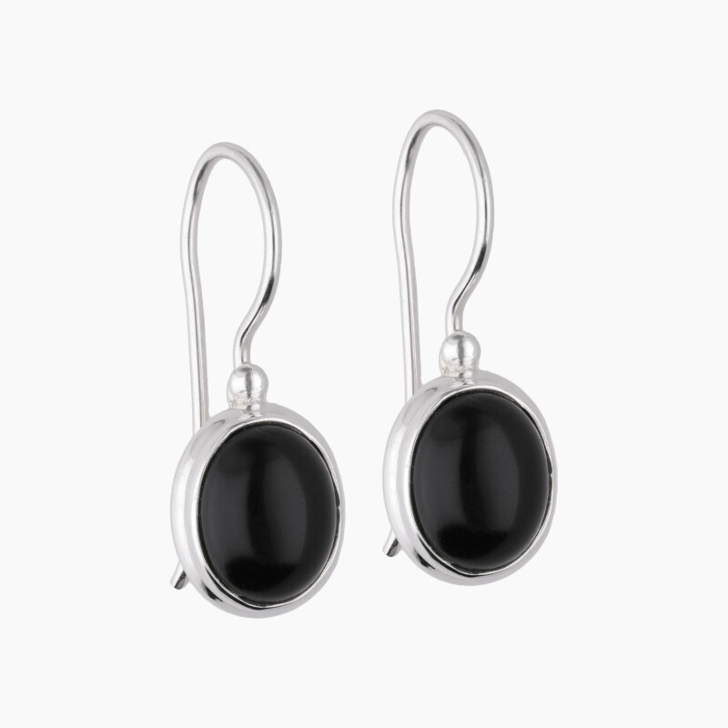 Caravanas en plata 925 y Ónix Caravanas En Plata 925 Y ónix