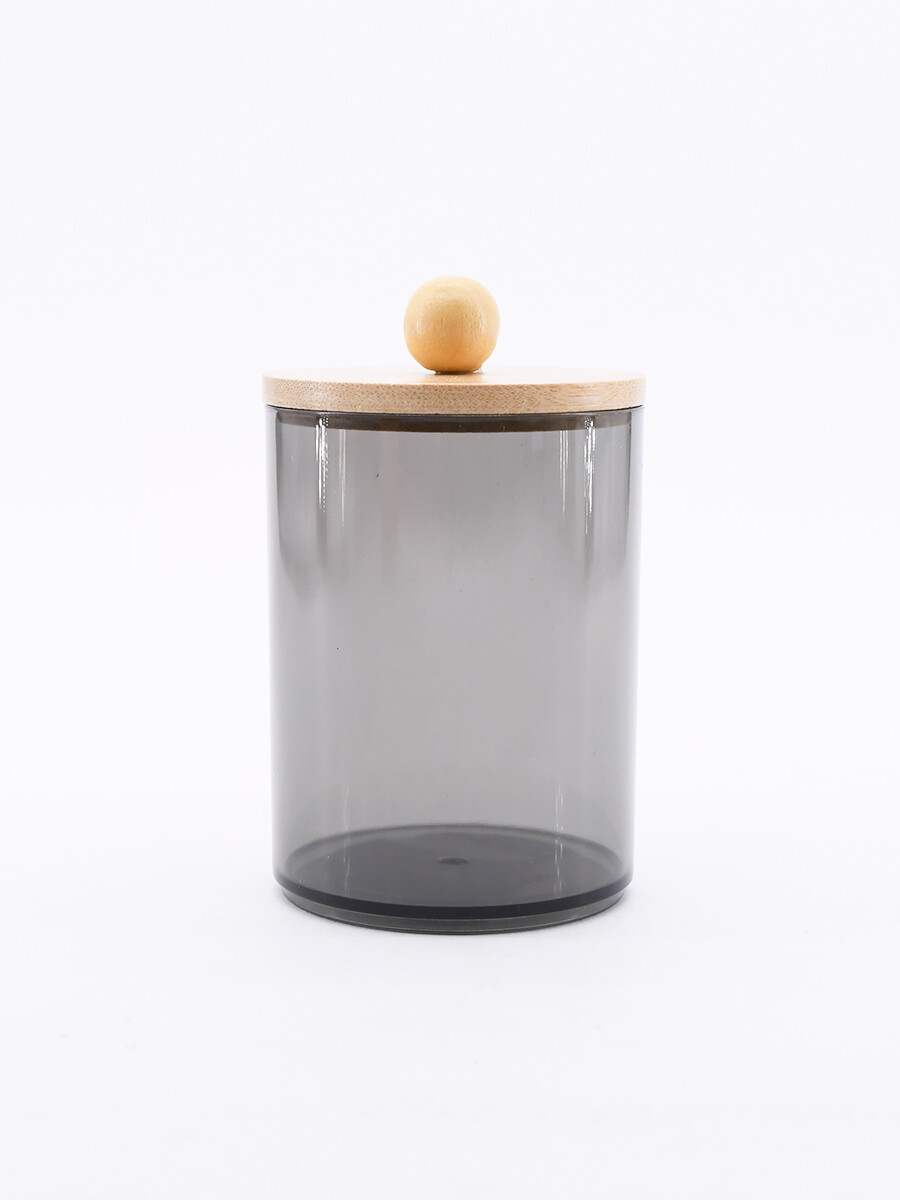 ORGANIZADOR DE ALGODÓN CON TAPA BAMBU - GRIS (V) 