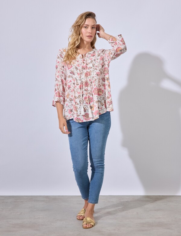 Blusa Garden BLANCO/MULTI