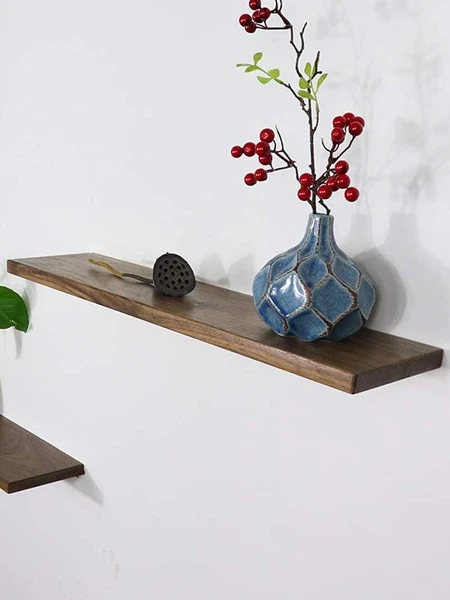 ESTANTE CON SOPORTE NOGAL MARRON