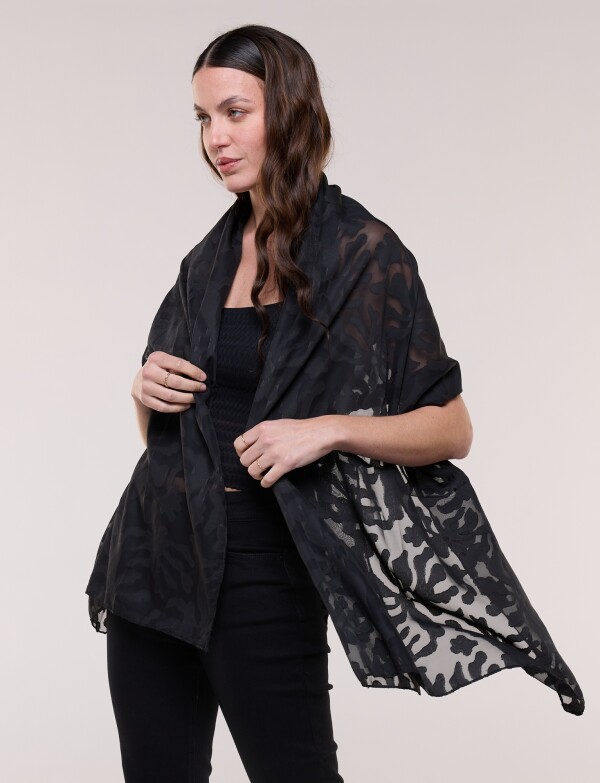 Pashmina Noche Con Efecto Transparencia Y Motivos NEGRO