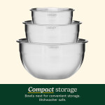 Cuisinart® JUEGO DE 3 TAZONES MEZCLADORES DE ACERO INOX. CON TAPAS (1.5QT, 3QT Y 5QT) N/A