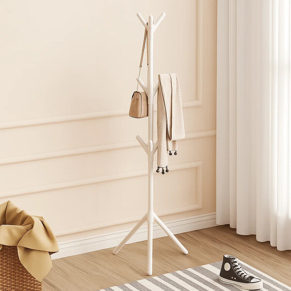 Perchero De Madera Color Blanco Elegante De Pie Y 8 Ganchos Perchero De Madera Color Blanco Elegante De Pie Y 8 Ganchos