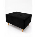 Puff tela y patas de madera Negro