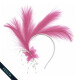 Vincha efecto pluma y aplique Rosado