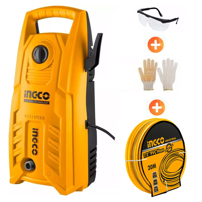 KIT HIDROLAVADORA 130 BAR 1400W INGCO + REGALOS. KIT HIDROLAVADORA 130 BAR 1400W INGCO + REGALOS.