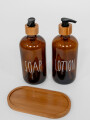 Organizador Set Jabón Y Loción, Con Bandeja De Bambú Estampado 2