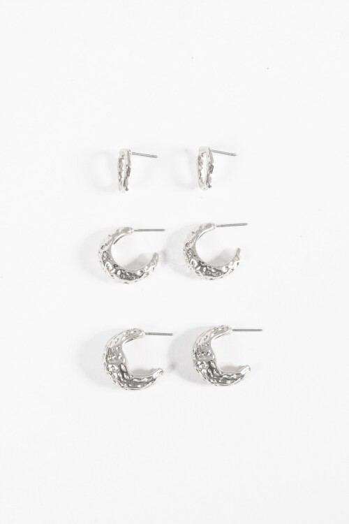 Set de aros labrados plateado
