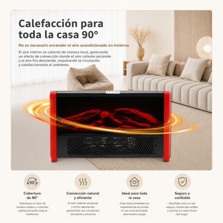 Estufa Eléctrica Calefactor Decorativa Chimenea Leños Luces Negro