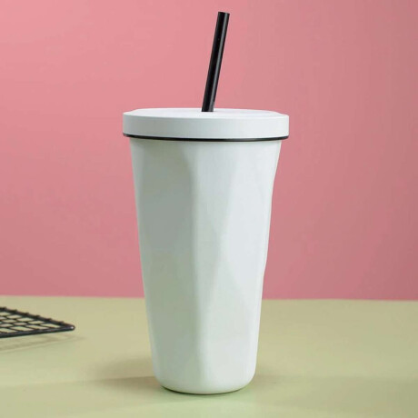 Vaso facetado térmico con sorbito Blanco