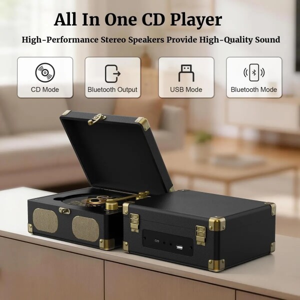 Reproductor De Cd Retroaudio C7 Con Altavoces Y Bluetooth REPRODUCTOR DE CD C/BLUETOOTH RECA C7