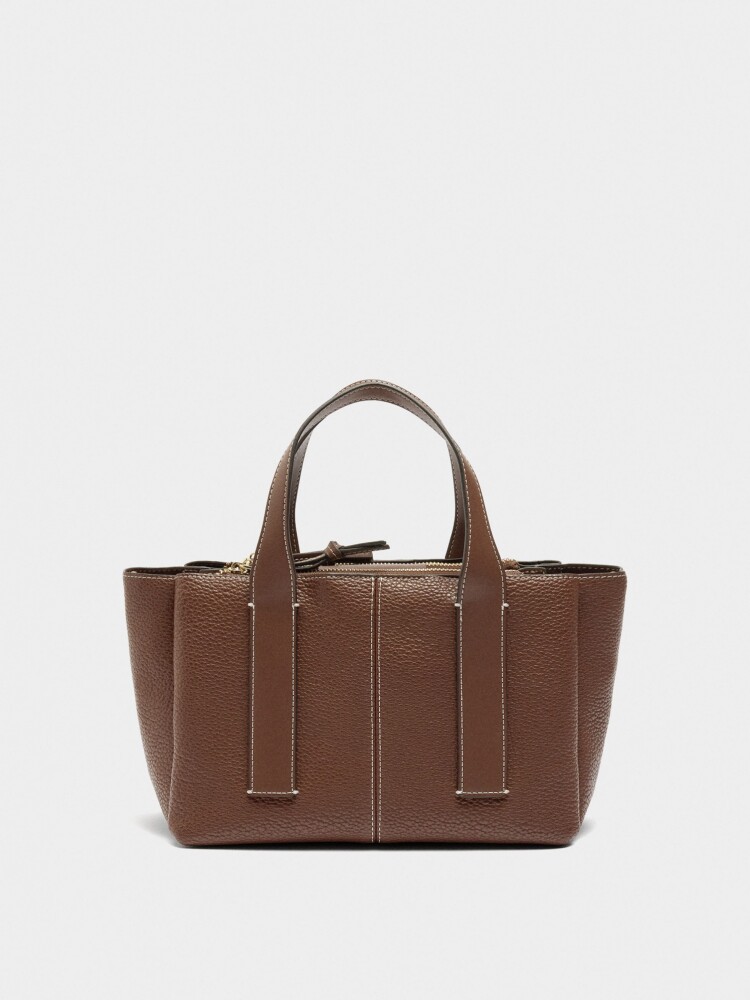 Bolso Tote Con Textura marron