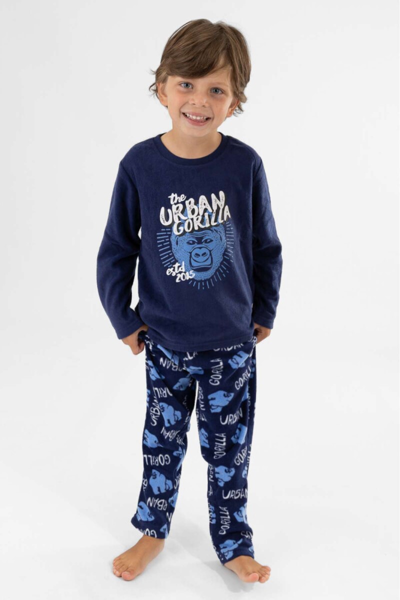 Pijama infantil polar gorilla - Azul noche 