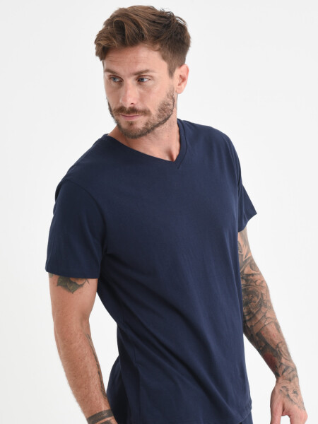 Camiseta cuello en V Azul Marino