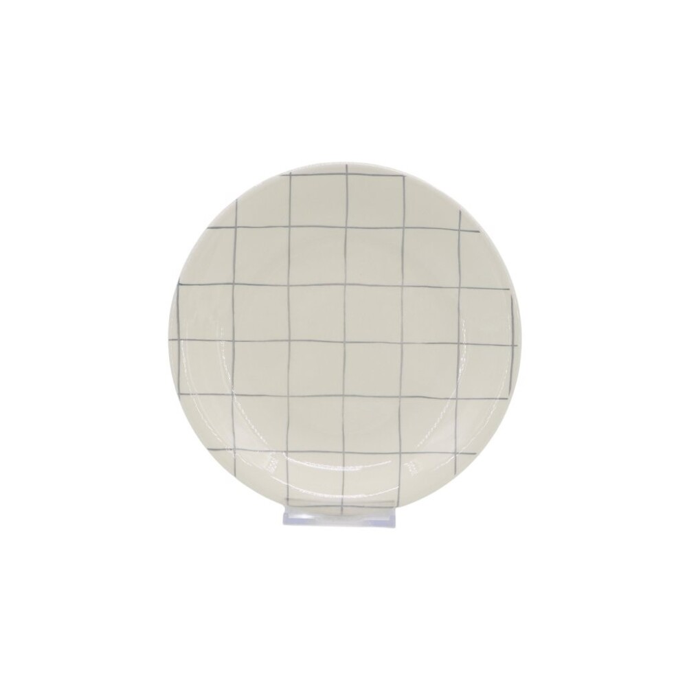 Plato De Postre Cerámica D19Cm Quadra Blanco/Gris PLATO DE POSTRE CERAMICA D19CM QUADRA BLANCO/GRIS