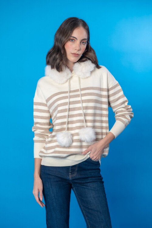 Sweater con capucha Beige