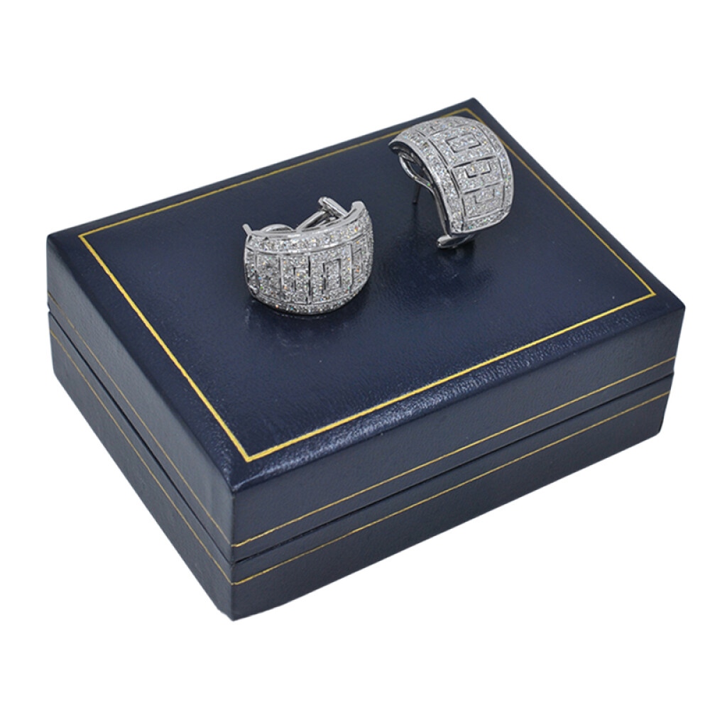 Caravanas clips en oro 18k blanco con brillantes Caravanas clips en oro 18k blanco con brillantes