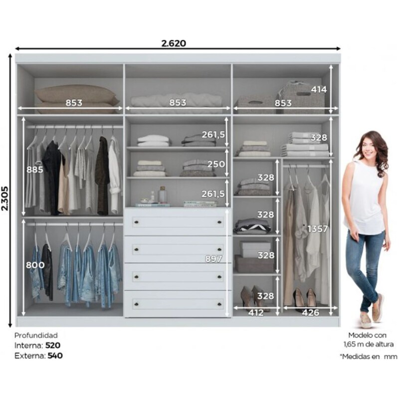 Placard Ropero 6 Puertas 4 Cajones MDF y MDP Blanco Americano Placard Ropero 6 Puertas 4 Cajones MDF y MDP Blanco Americano