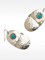 Pendientes Ovalados Largos Con Piedra azul