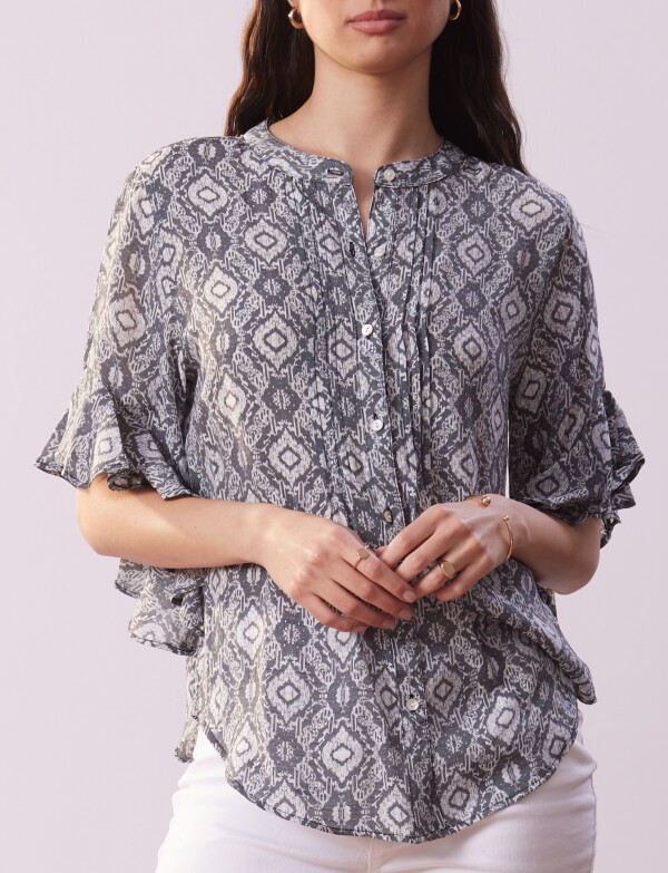 Blusa Manga Volado NEGRO/GRIS