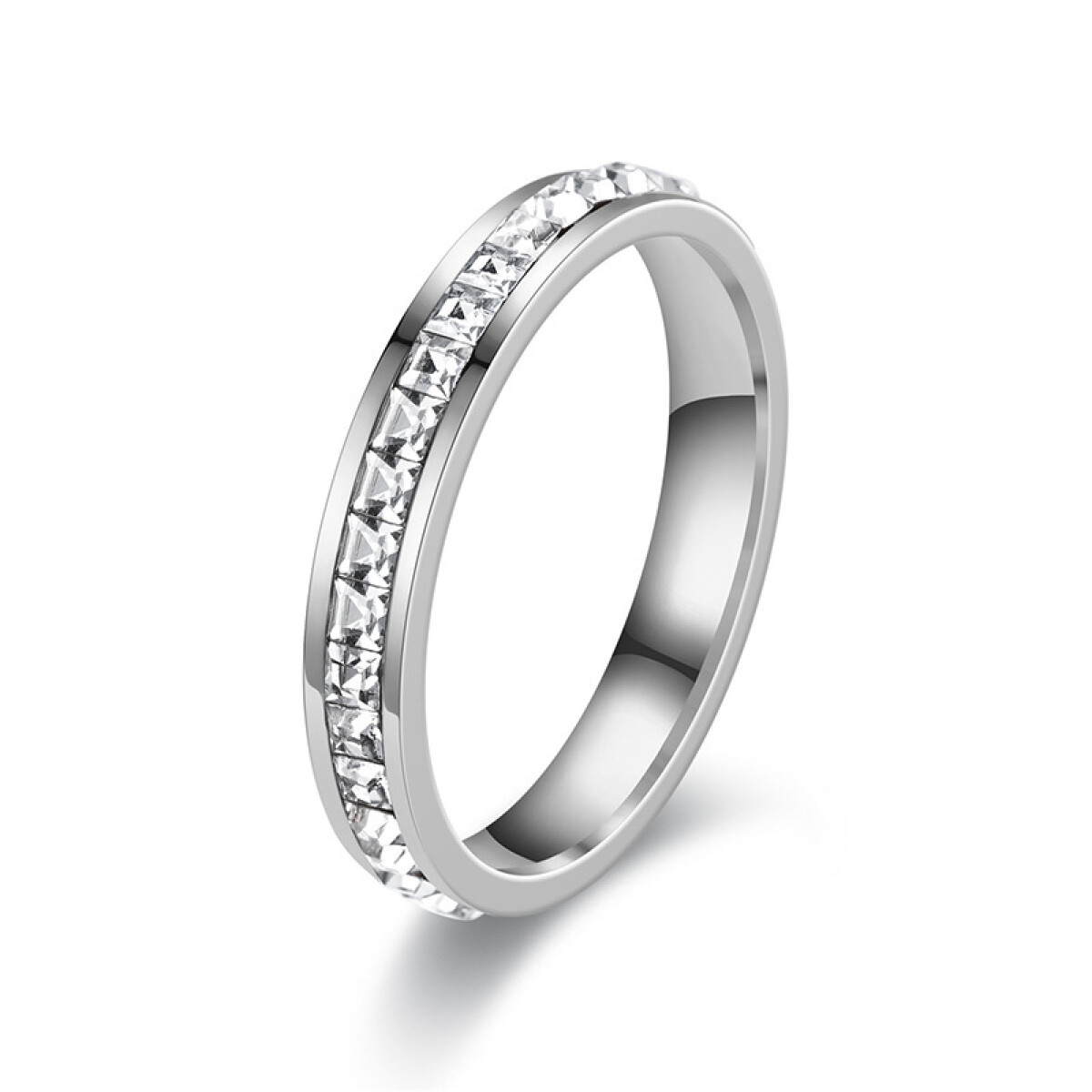 Anillo Simple Brillo En Caja - Color Plata 