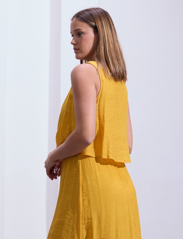 Vestido Maxi Detalle Crochet MOSTAZA