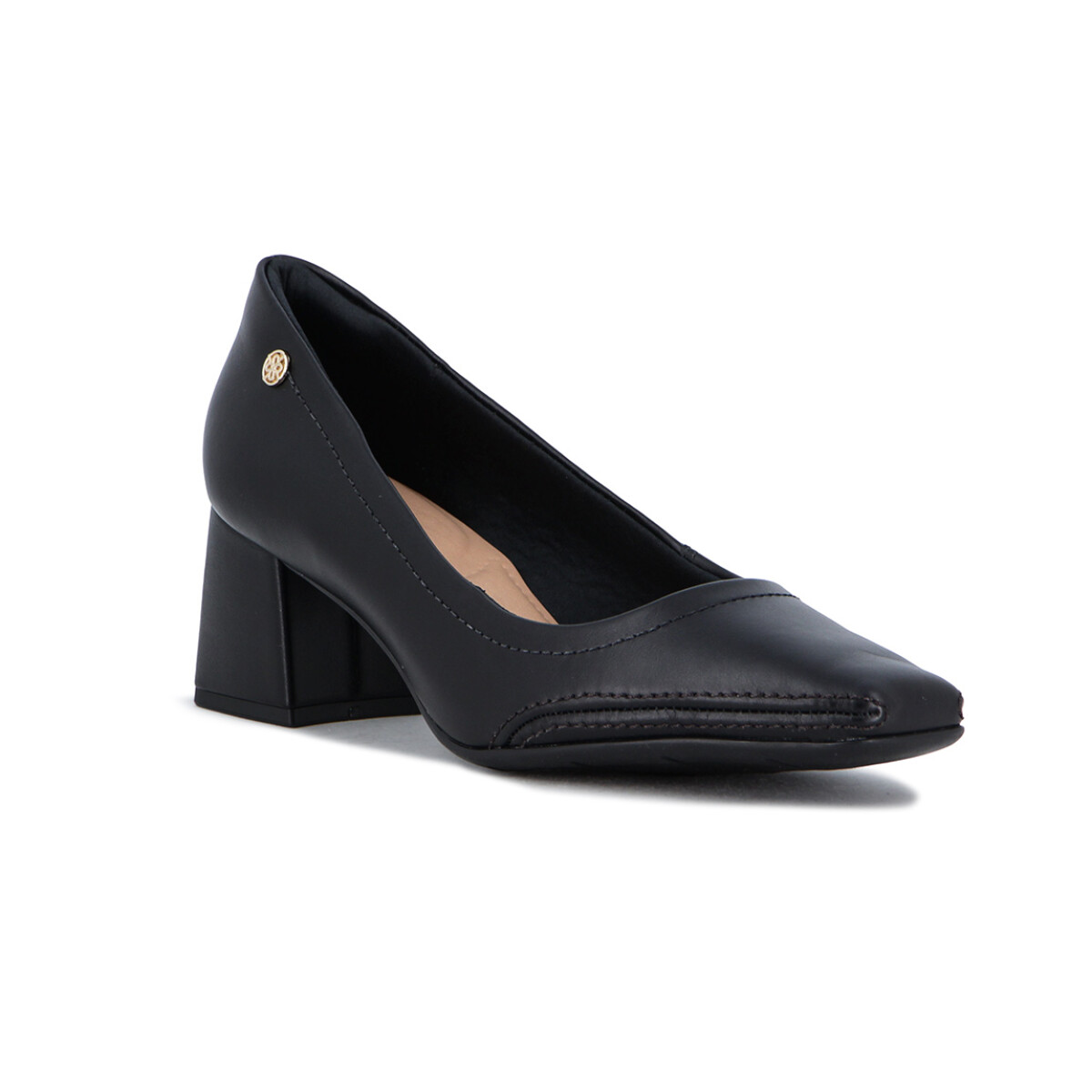 Ramarim Zapato Taco Bajo Cuadrado Punta Fina C/ Pin - Negro 