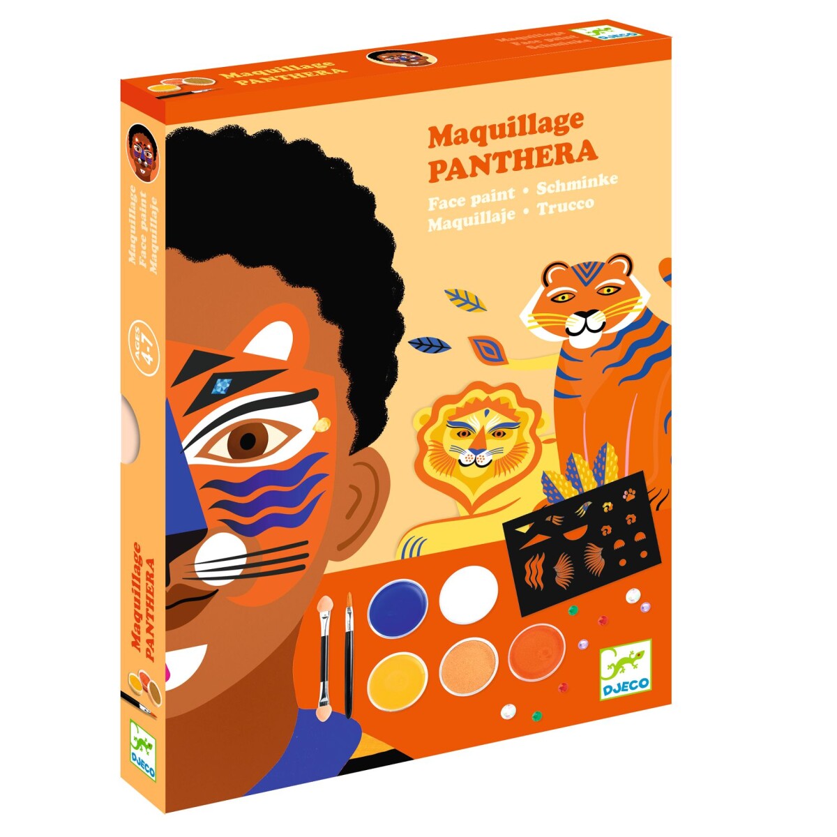 Maquillaje Kit de pintura facial tigre, guepardo, león Djeco 