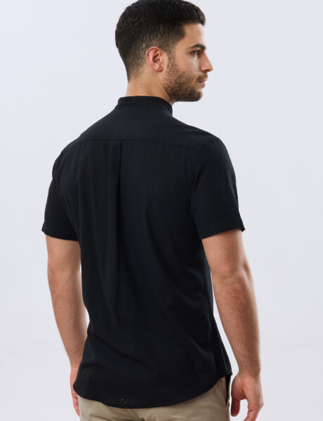 CAMISA LISA DE LINO CUELLO MAO Negro