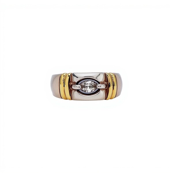 Anillo Solitario bombe- Plata y Oro-Sin piedra-AN5946 sinpiedra