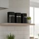 Set de 3 Recipientes AZU/TÉ/CAFÉ con asa 11x16cm NEGRO