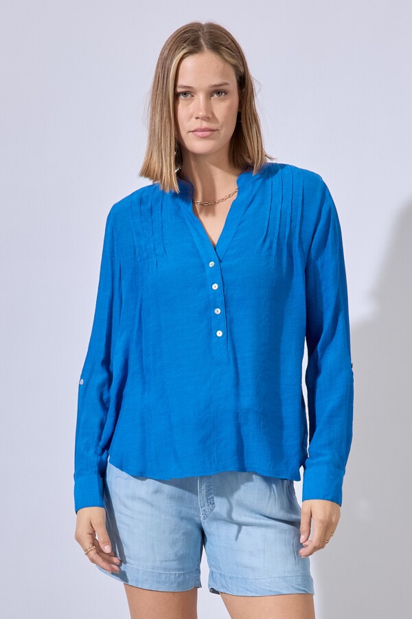 Blusa Plisada AZUL