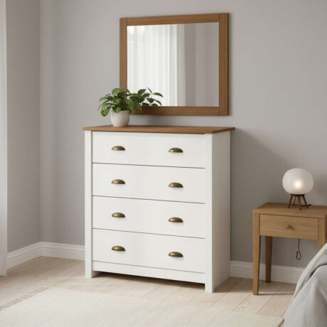 Comoda 4 cajones Madera maciza Linea Colonial Blanco