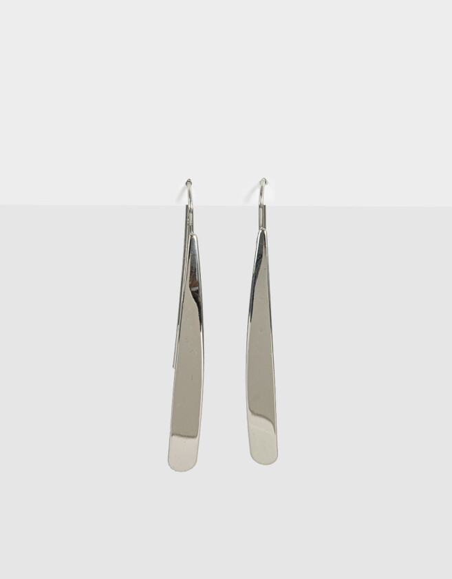 Aros Colgantes Largos Chapon Aros Largos Barrita Metal - Plateado